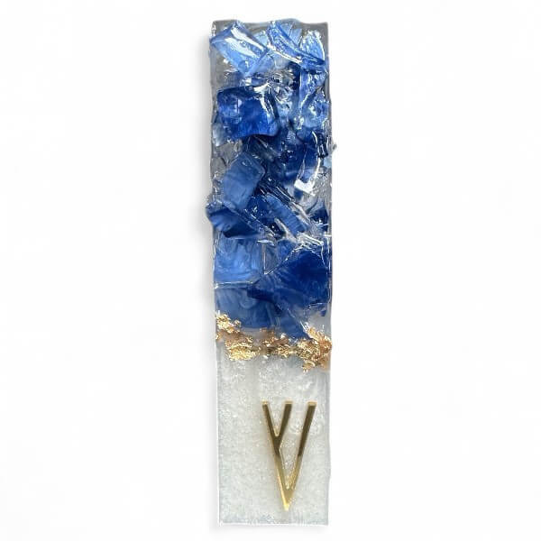 Crushed Wedding Glass Mezuzah With Metallic Accents