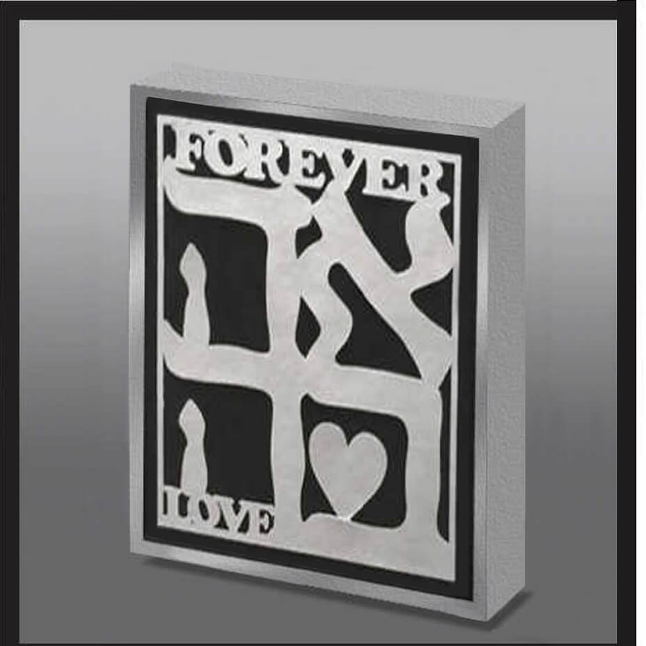 Hand Made Love Silver Paper Lasercut Wood Art Panel