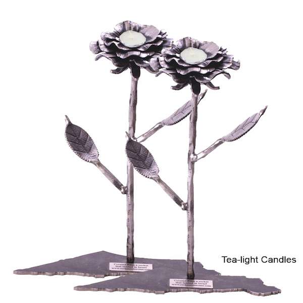 Fine Petal Rose Candlesticks made from Rockets by Yaron Bob