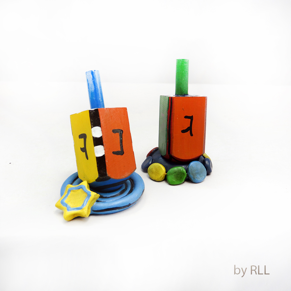 HAND-PAINTED WOOD MULTI DREIDEL & STAND,2 1/2"-ASSTD,BOXED