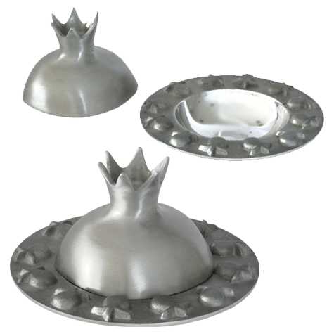 Silver Aluminium Pomegranates Honey Dish By Yair Emanuel -Perfect For Rosh Hashanah