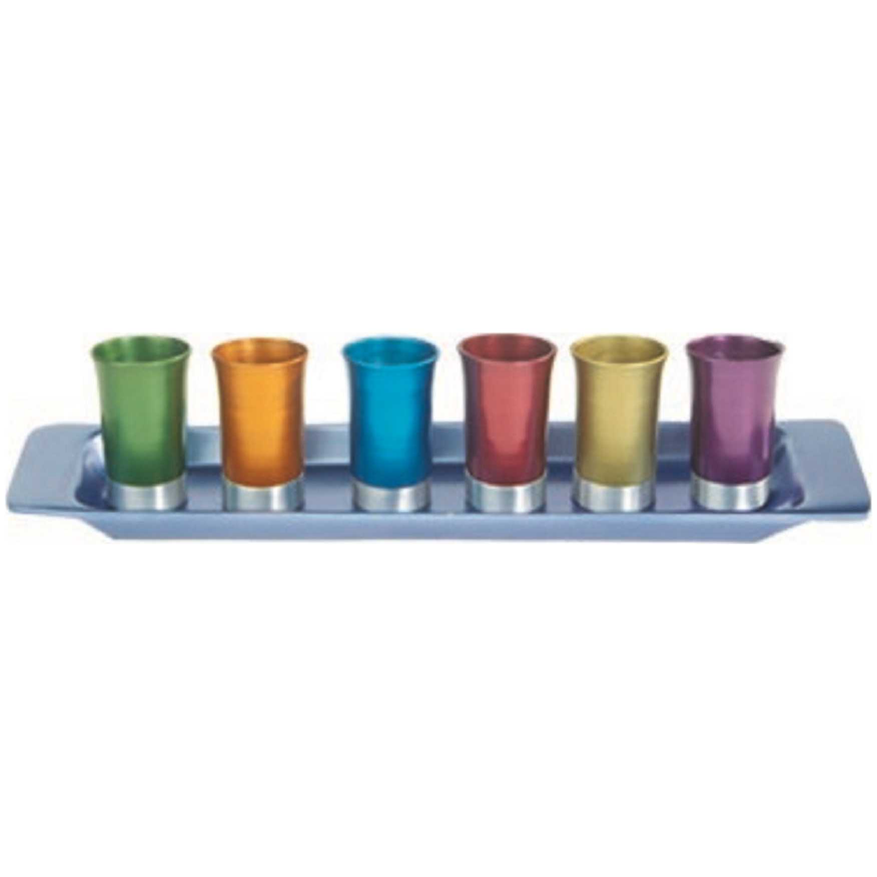 Anodized Aluminum Rainbow Kiddush Serving Cup Set