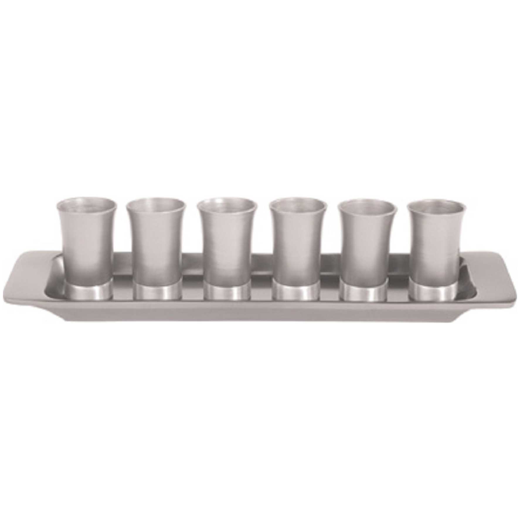 Anodized Aluminum Silver Kiddush Serving Cup Set