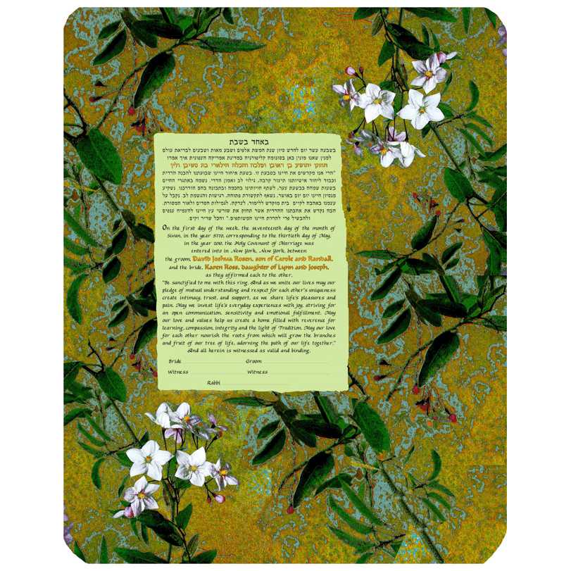 Asian White Flowers Ketubah