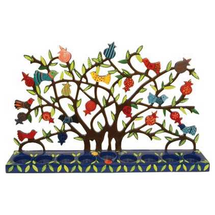Birds In Pomegranate Tree Large Menorah -Perfect For Hanukkah