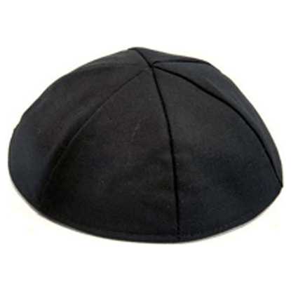 Black Lined Terylene Kippah - Size 9