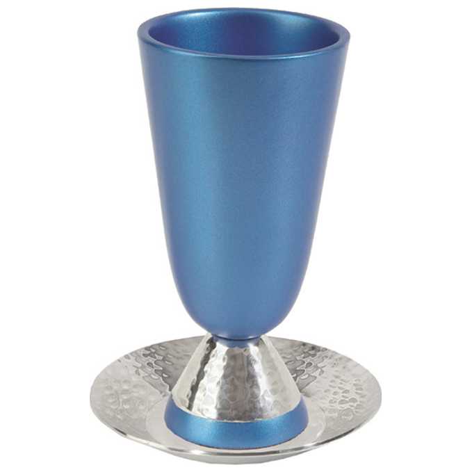Blue Anodized Curved Kiddush Cup