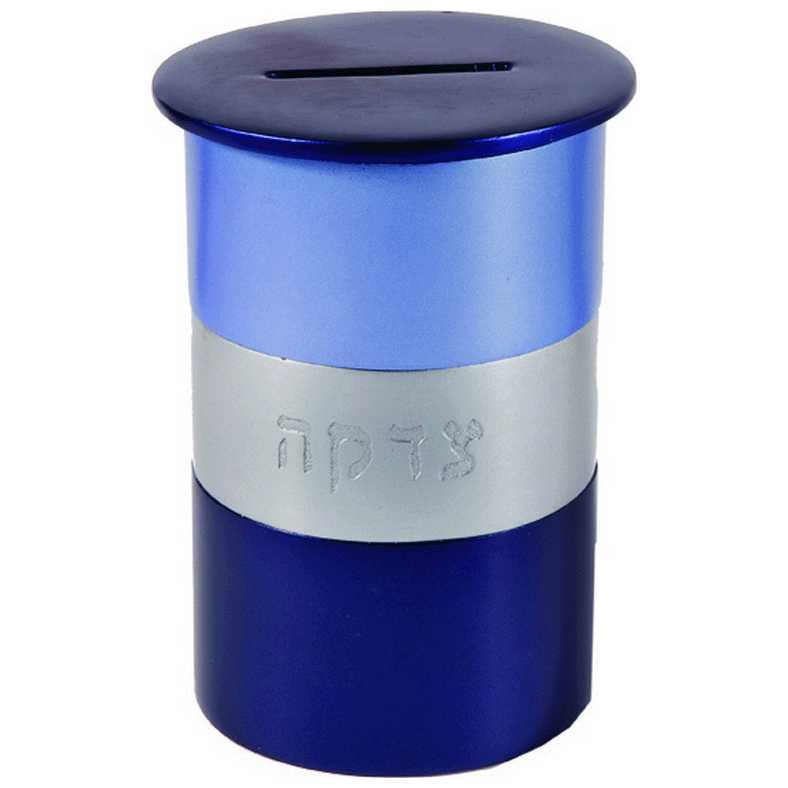 Blue Anodized Tzedakah Box