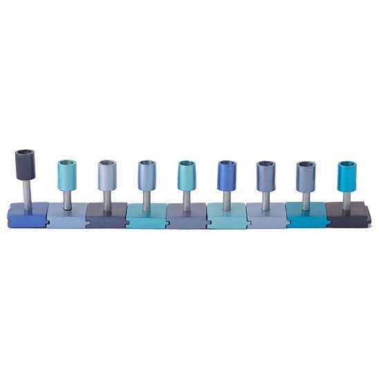 Blue Diy Circles Travel Menorah By Yair Emanuel -Perfect For Hanukkah