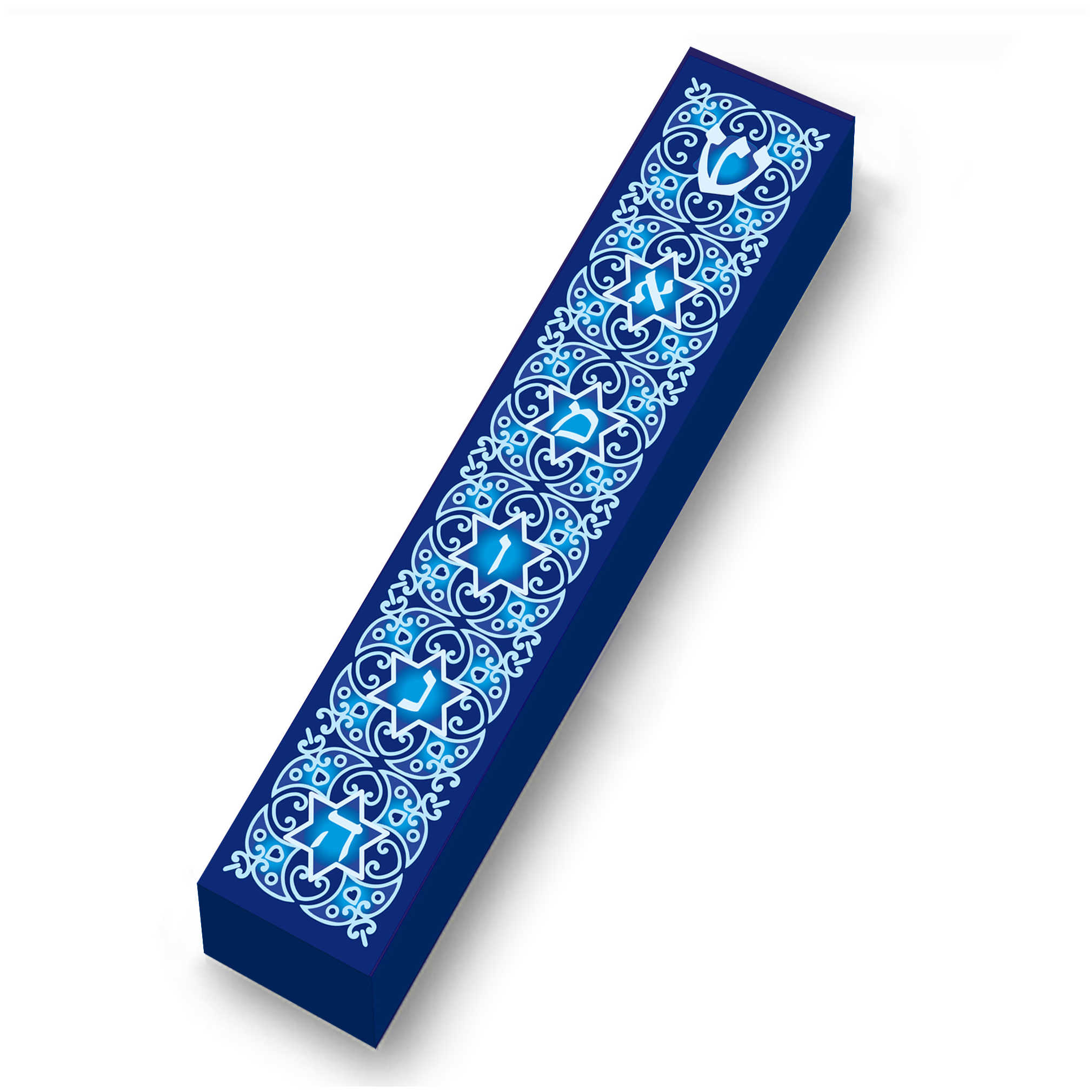 Blue Emuna Wood Mezuzah Case
