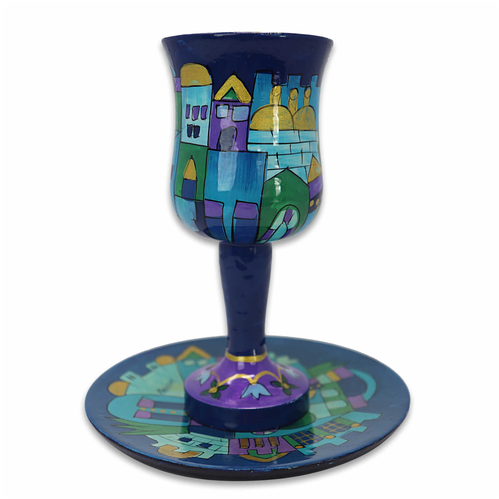 Blue Jerusalem Kiddush Cup