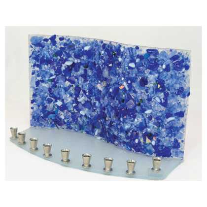 Blue Rock Wave Menorah -Perfect For Hanukkah