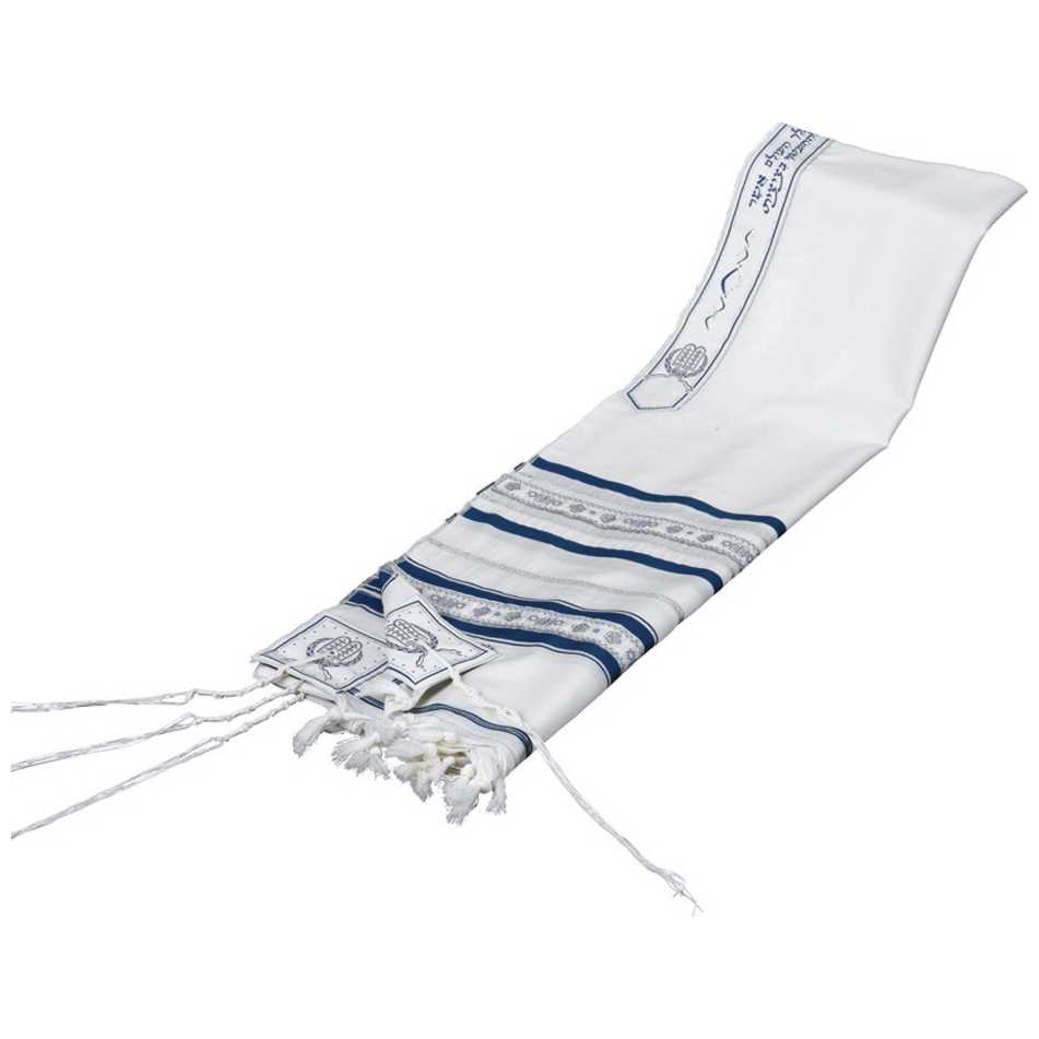 Blue Stripe Ribbon Luchos Tallit-Silver