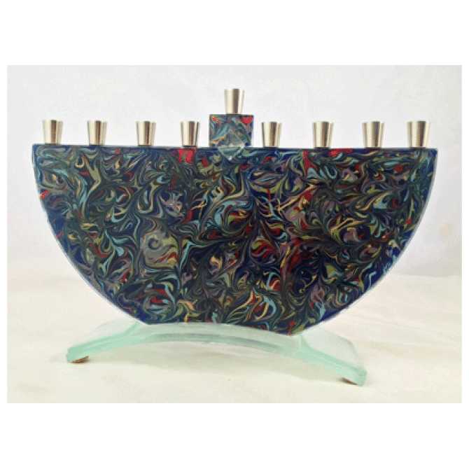 Blue Tie Dye Menorah -Perfect For Hanukkah