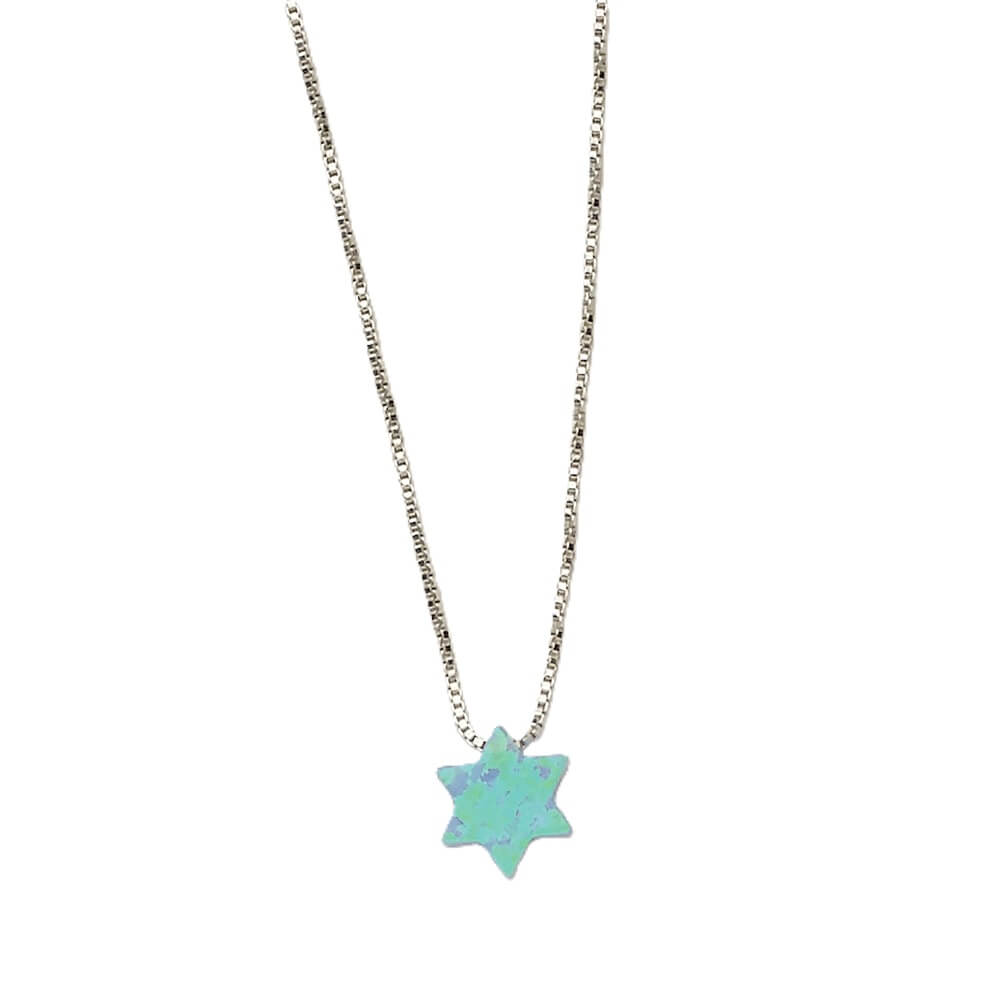 Blue Opal  Star Of David Pendant