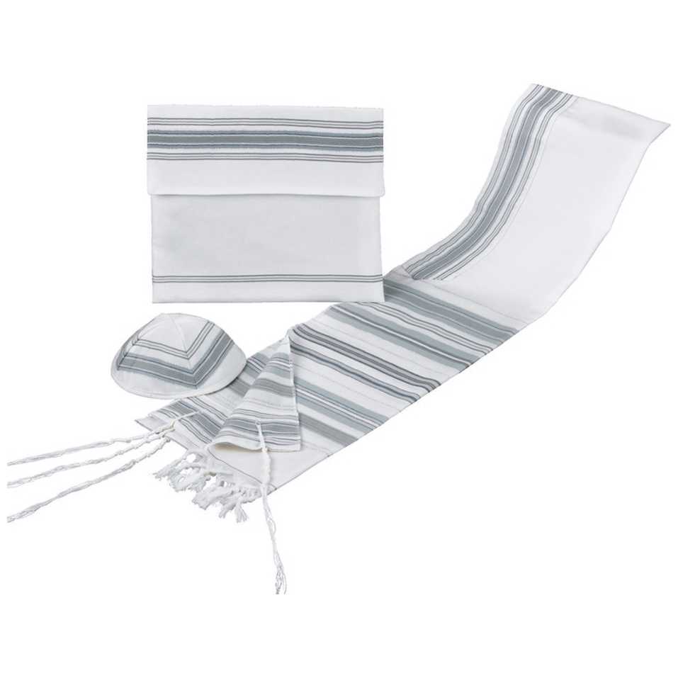 Bnai Ohr Tallit Set - Gray And Silver