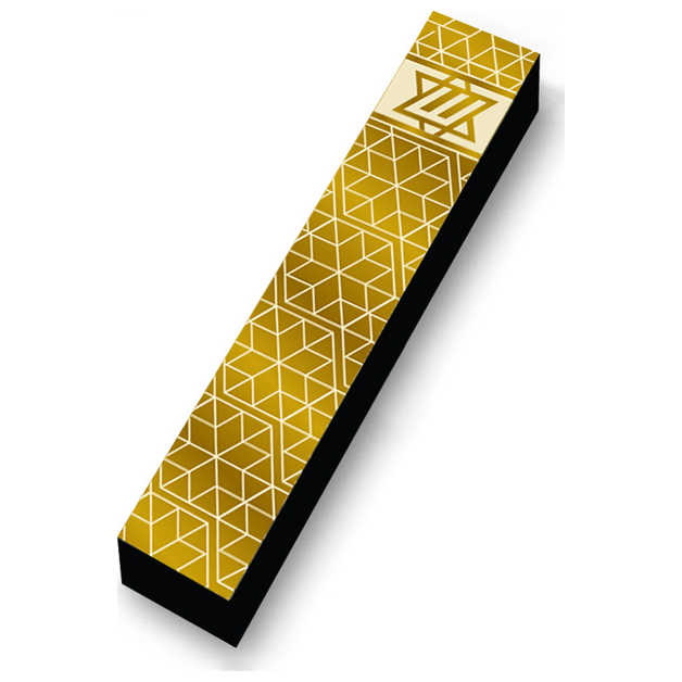 Bold Gold Geometric Wood Mezuzah Case