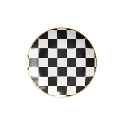 6 In. Checkerboard Design Plastic Plates | 40 Count