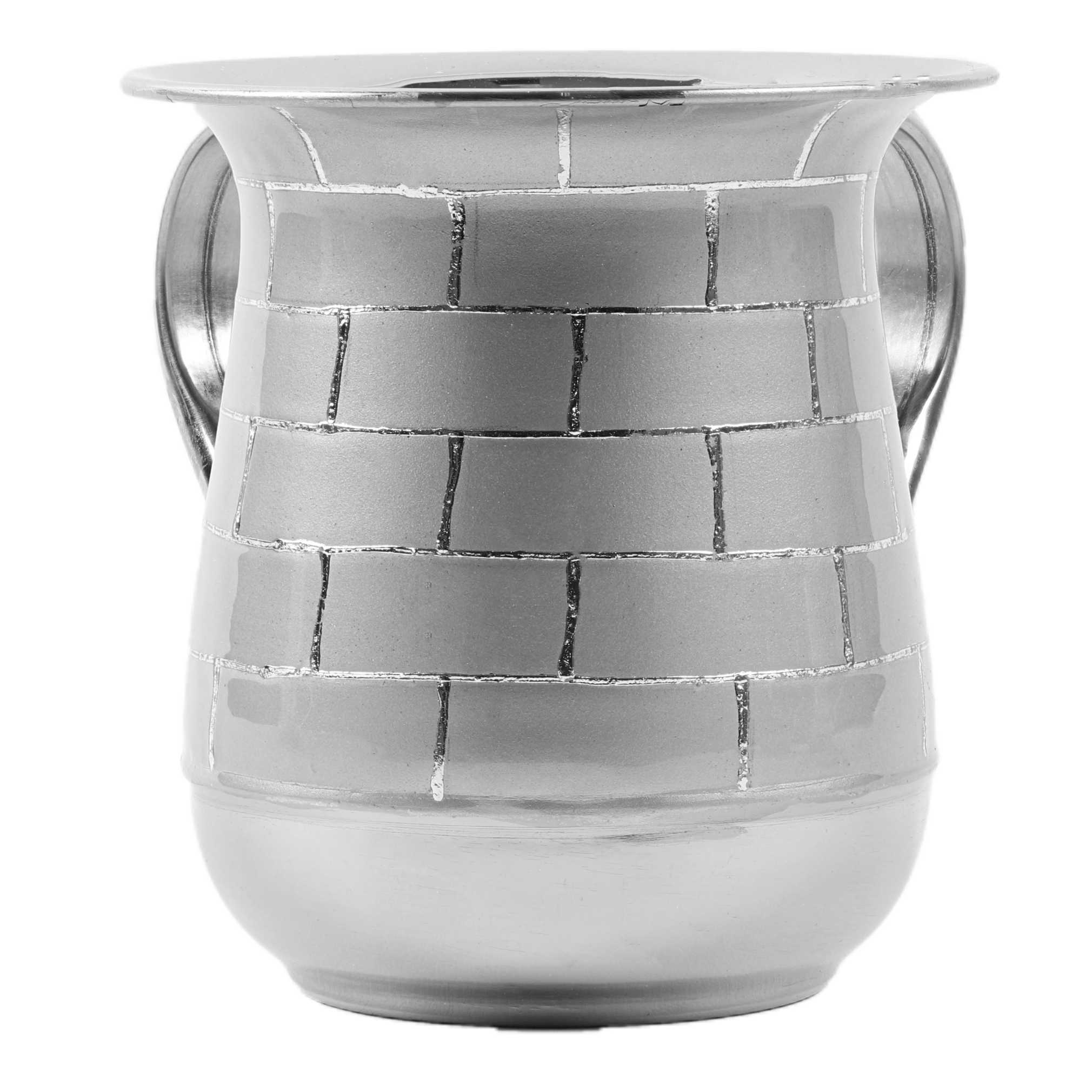 Stainless Steel Washing Cup - Silver Brick Pattern