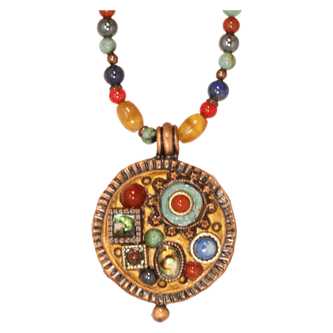 Bronze Age Pendant On Beaded Chain