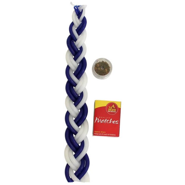 Blue and White Havdalah Candle with Spices