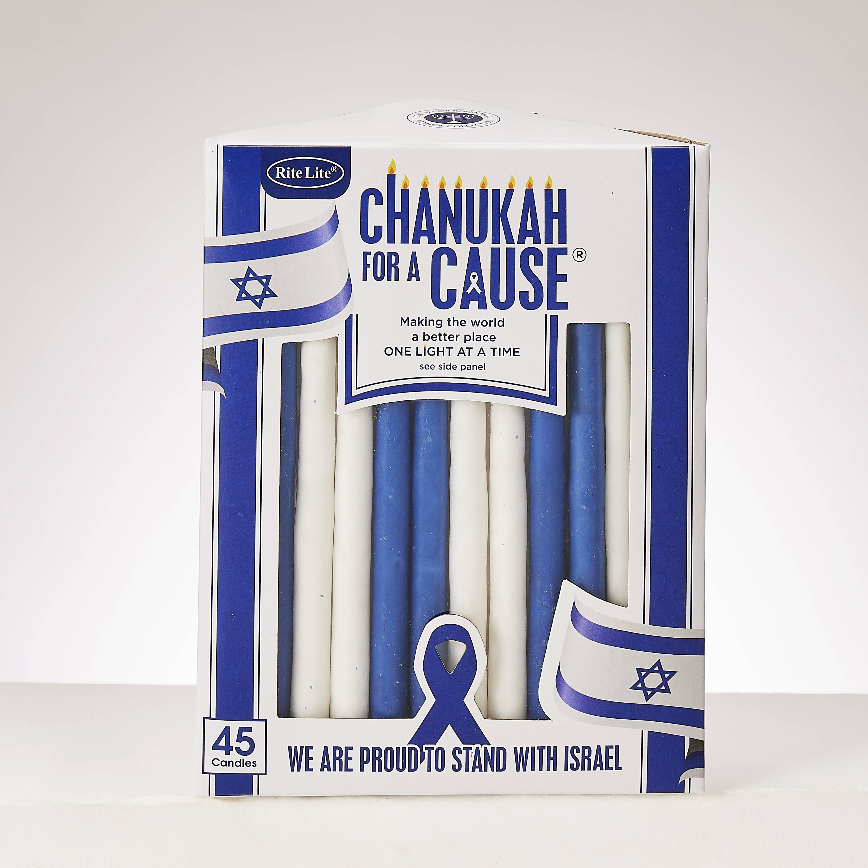 CHANUKAH FOR A CAUSE™, CANDLES, "STAND WITH ISRAEL", 45/BOX
