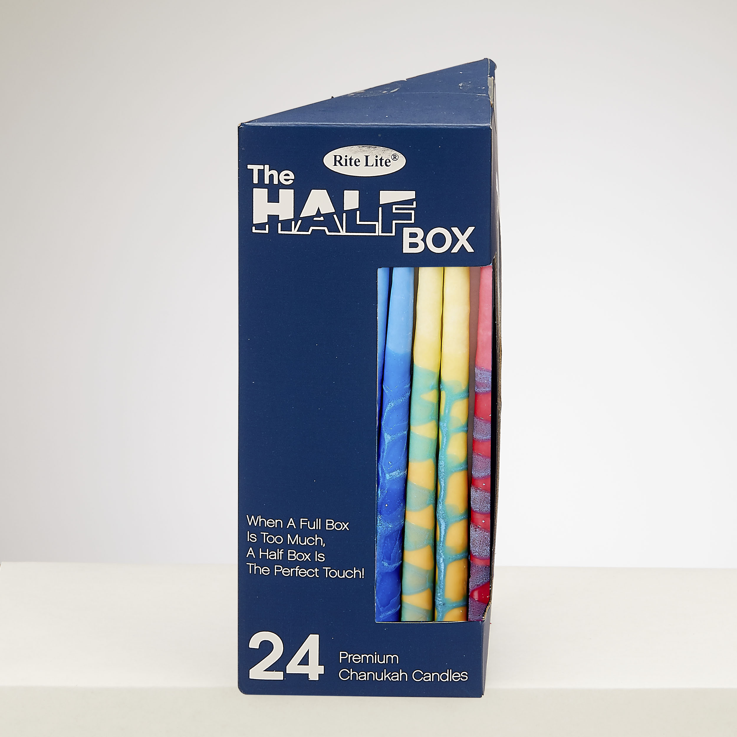 "THE HALF BOX" 24 PACK CHANUKAH CANDLES,HANDCRAFTED MULTI,GIFTBOX