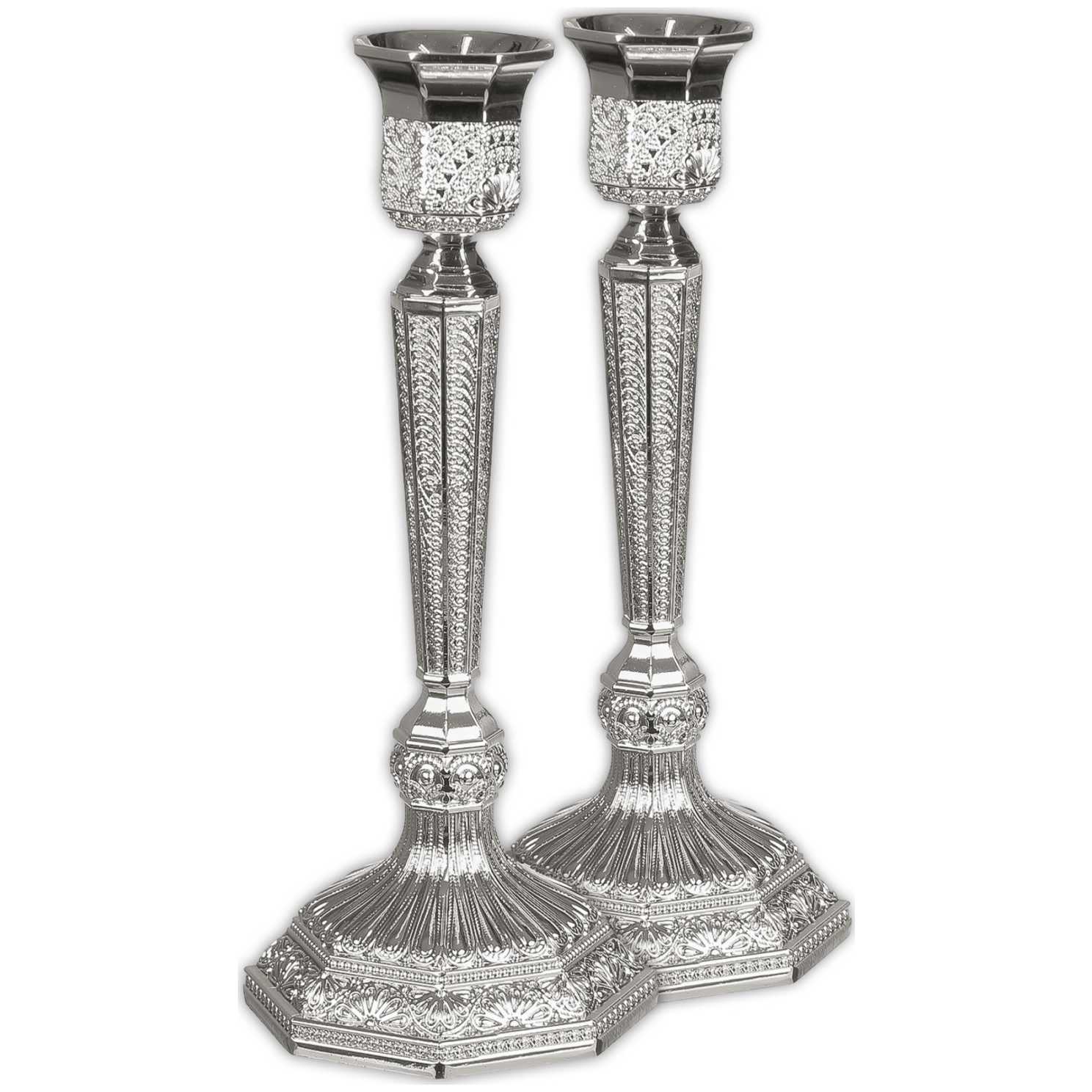 Silver Plated Filigree Candlesticks - 7.5"