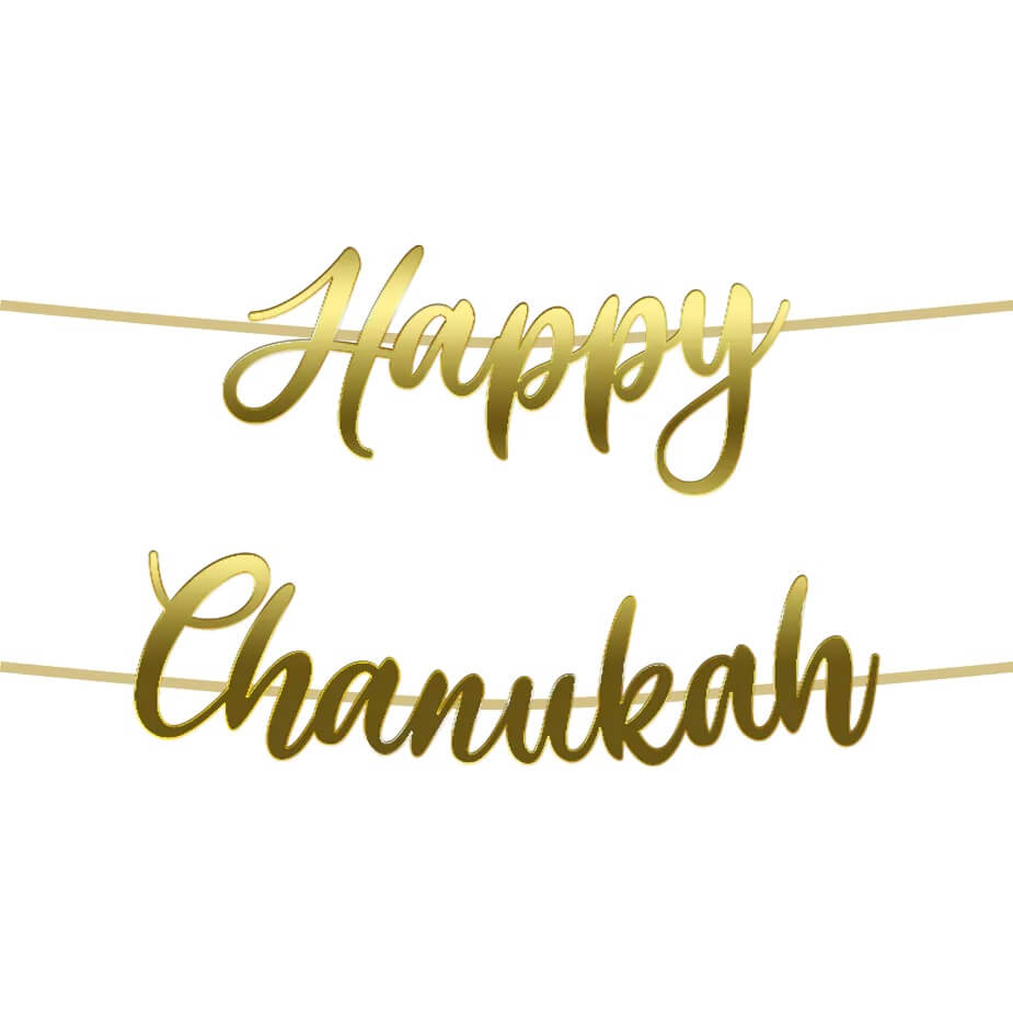 Happy Hanukkah Foil Bunting - Gold -Perfect For Hanukkah