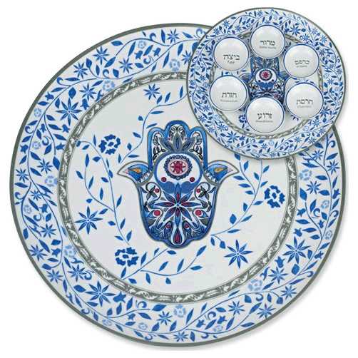 Ceramic Blue Seder Plate -Perfect For Passover