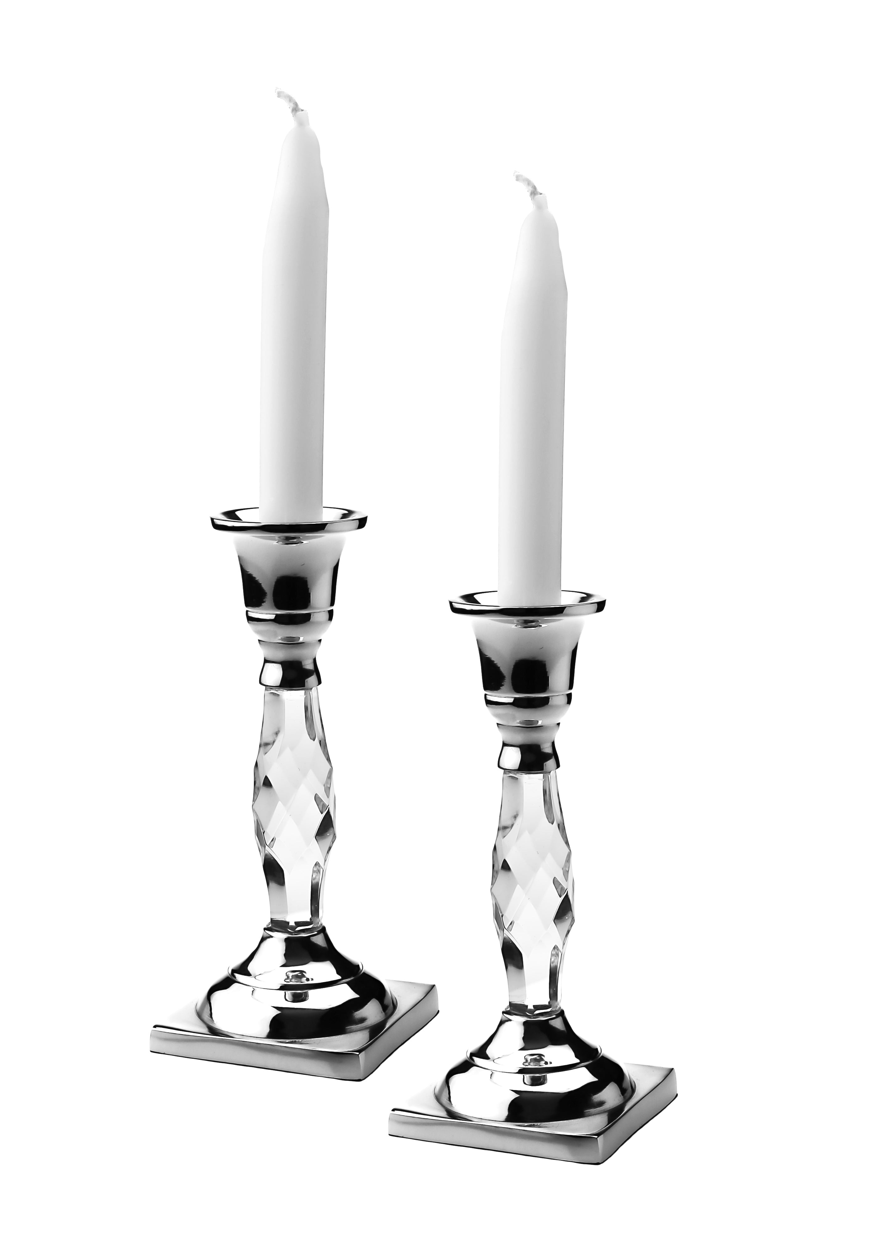 Set of 2 Candle holders with Glass Base- 6"H