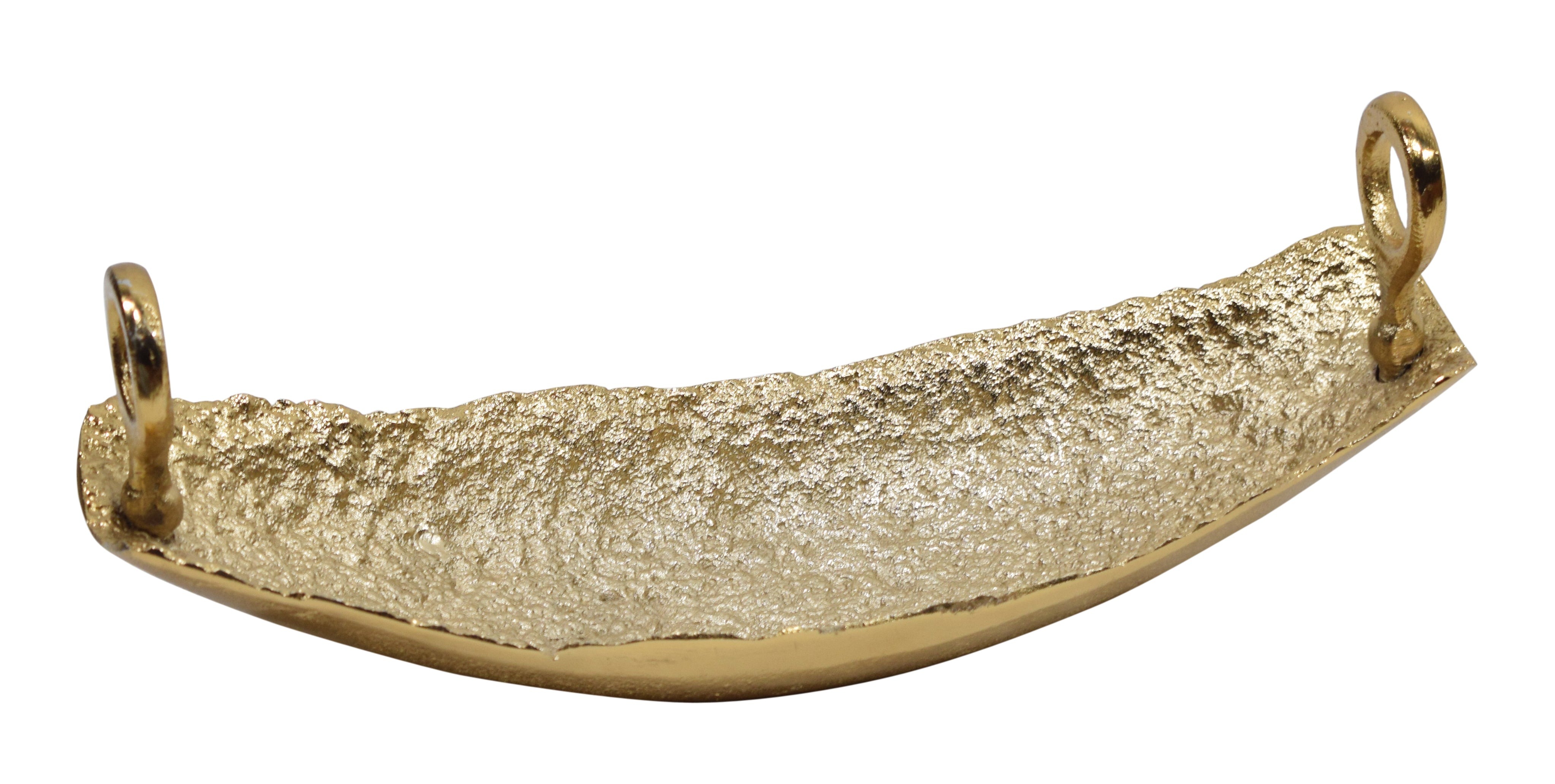 Gold Boat Shaped Dish Hammered Finish - 15.25"L x 5"W x 5.5"H
