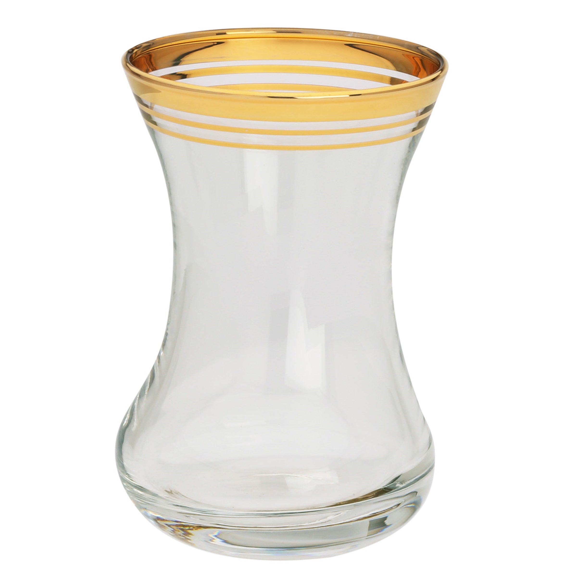 Set of 6 Tea Glasses w Gold Rim