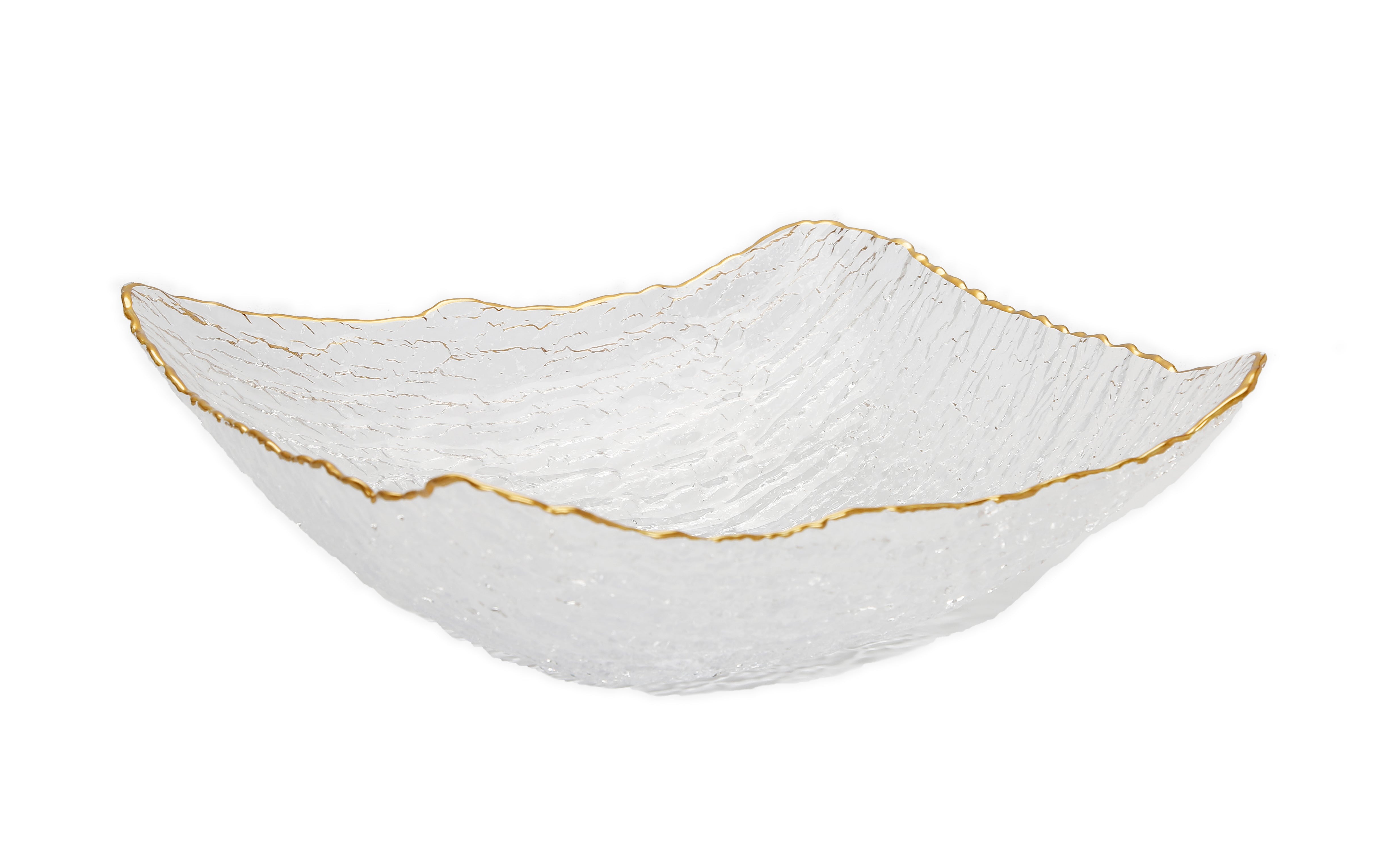 Crushed Glass Large Square Salad Bowl - 11.75"L x 11.75"W x 4"H