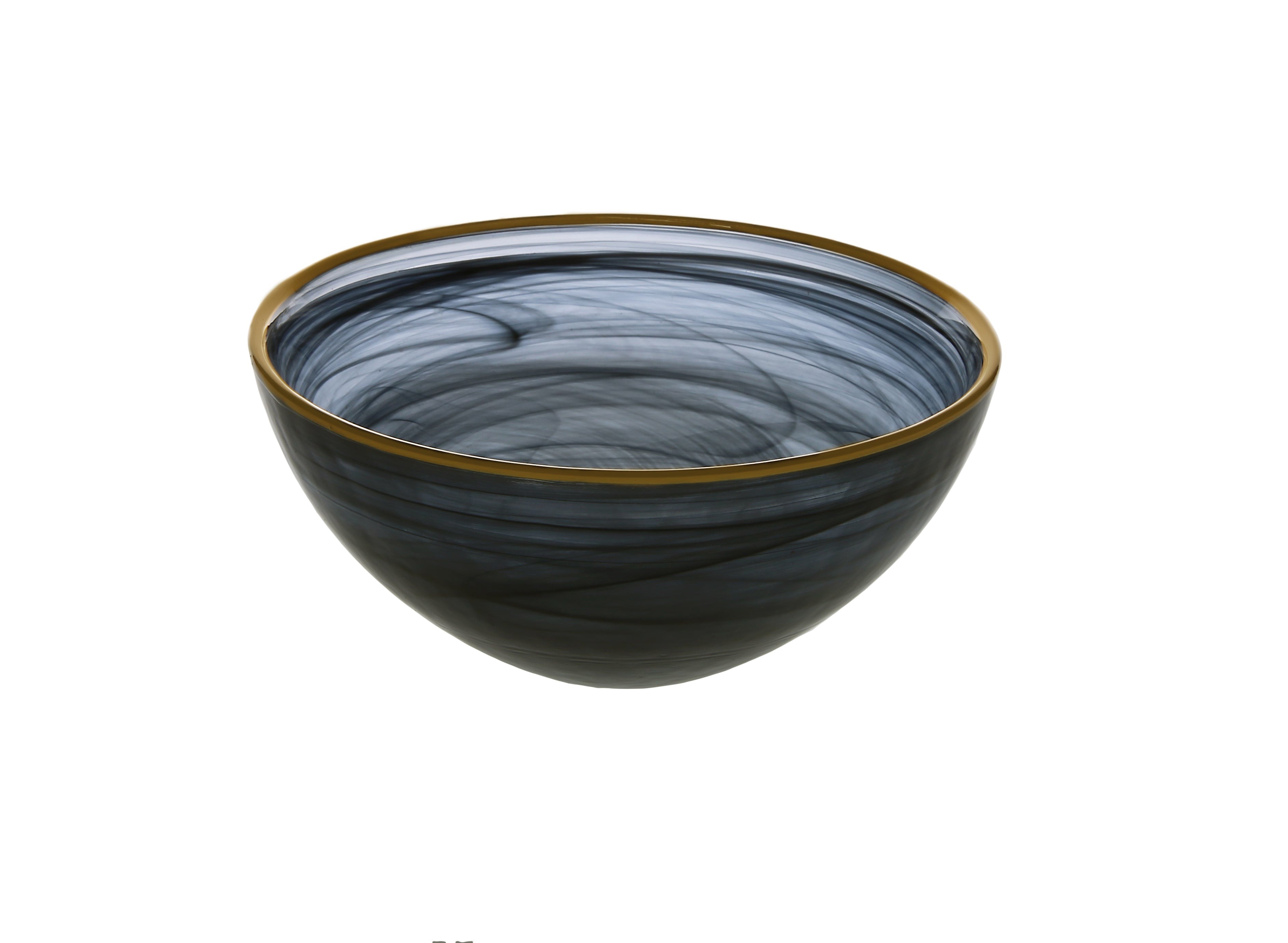 Black Alabaster Bowl with Gold - 6.25"D