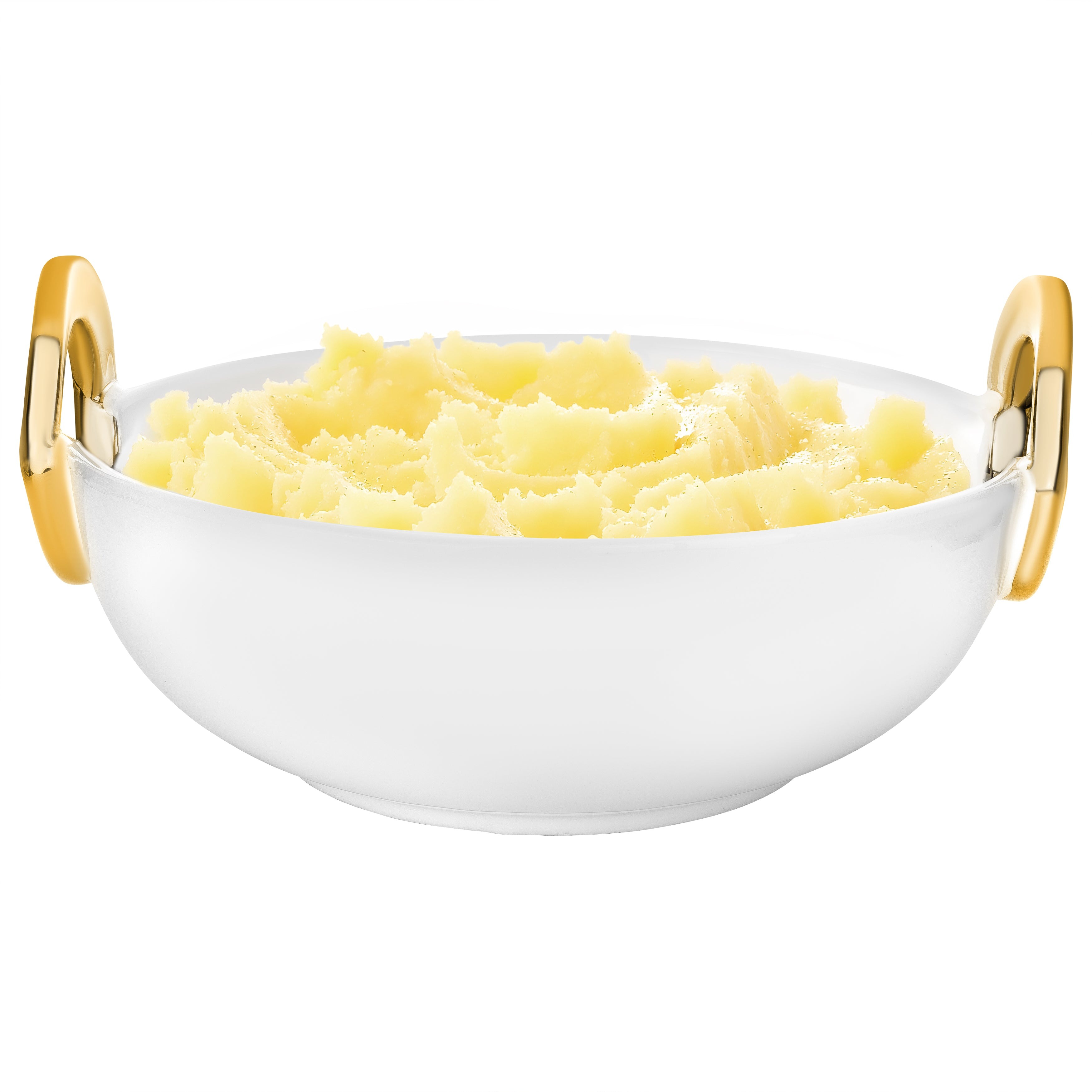 10.75" Ceramic Bowl With Gold Loop Handle