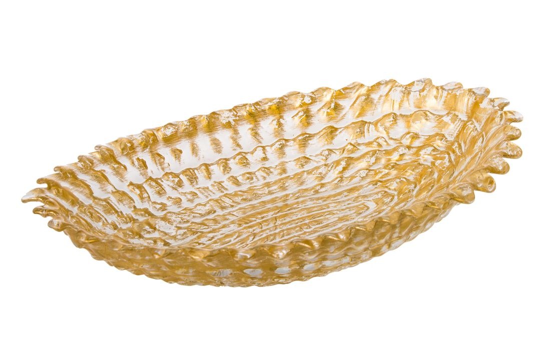 Beveled Oval Bowl-Lg-Gold-14.5"L x 9.75"W