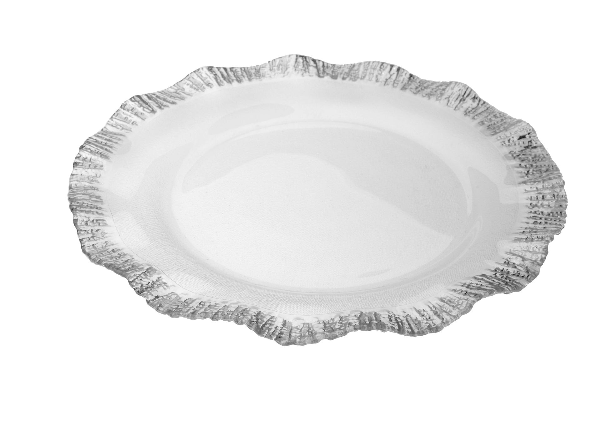 S/ 4 Chargers w Silver-Scalloped 12"D