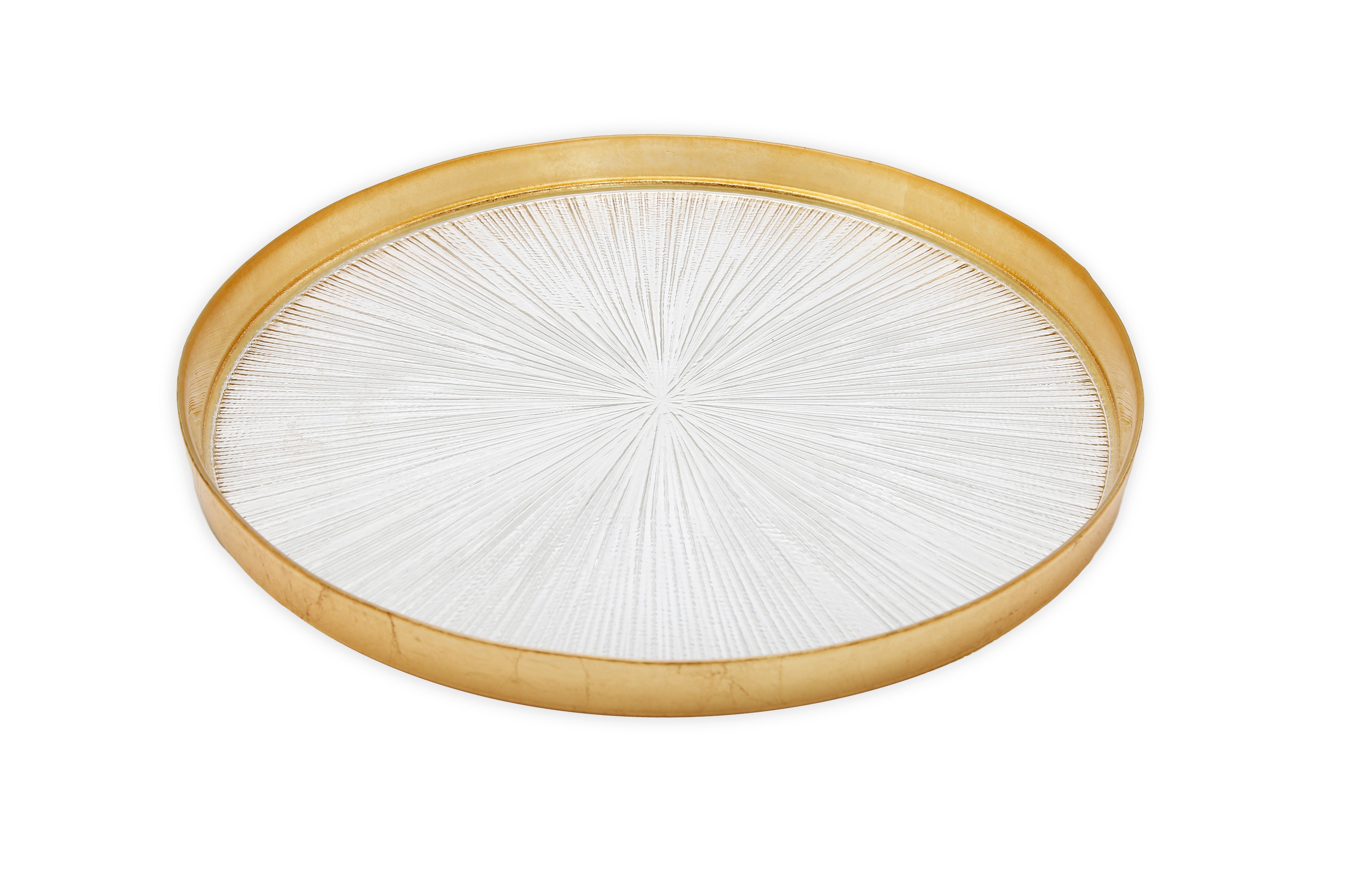 Set of 4 Crystal Glass Dinners Plate with Gold Border