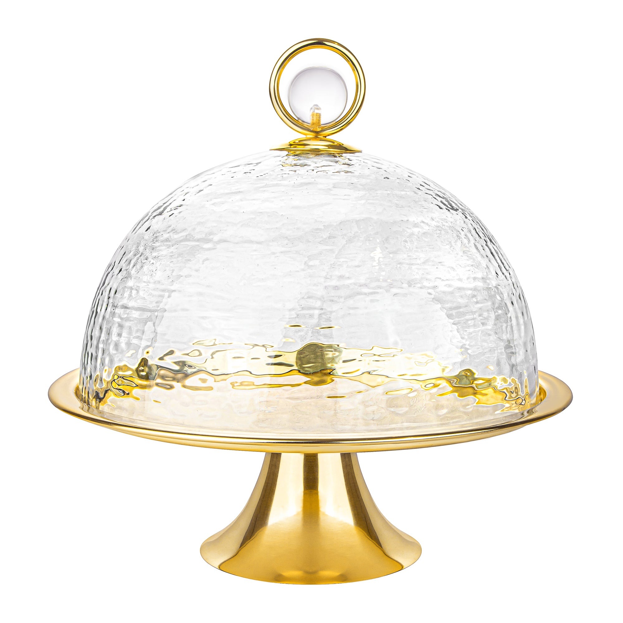Cake Dome Gold wiht Clear Ball Knob - 11"