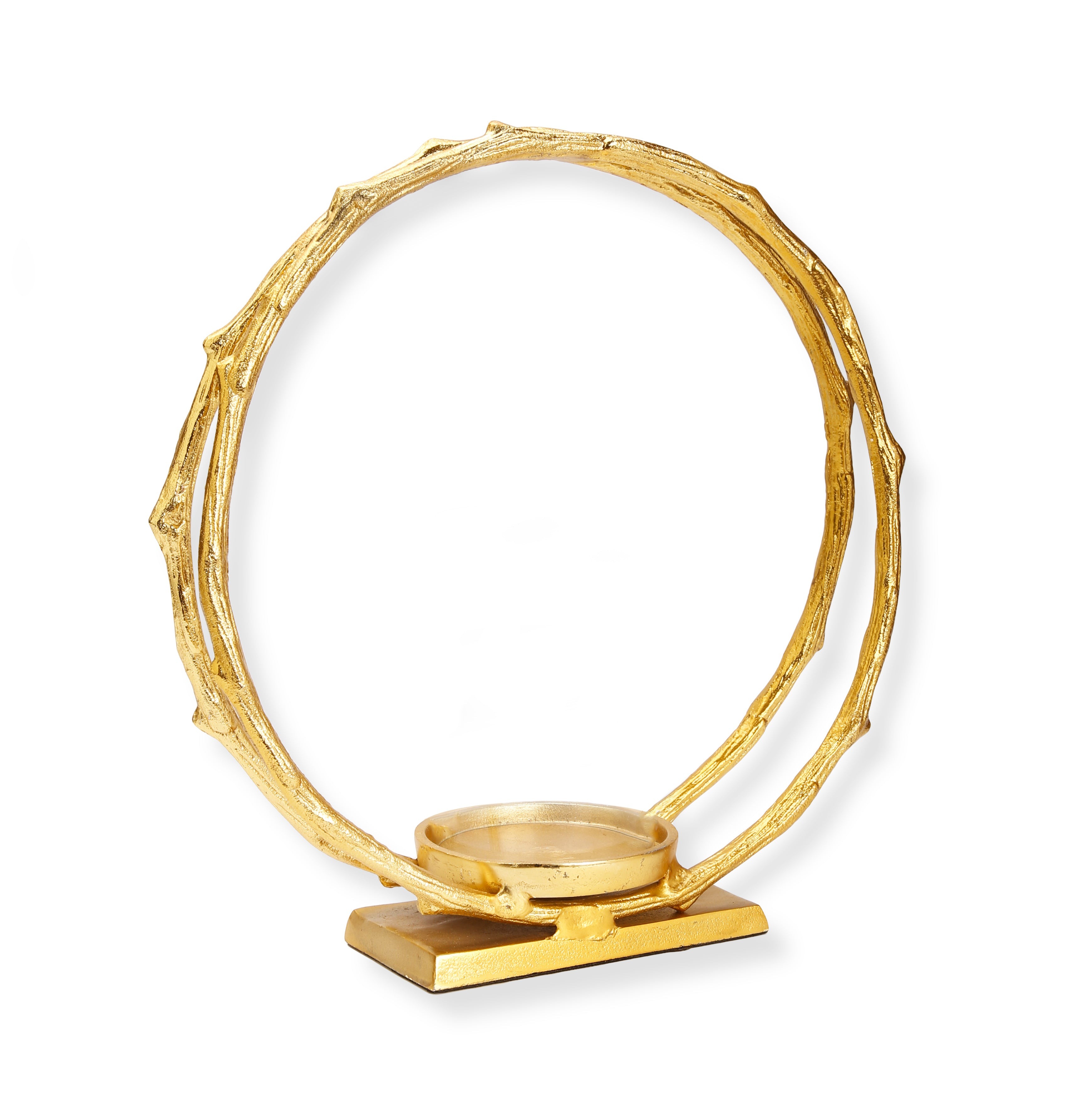 Gold Circle Hurricane Candle Holder Medium 13.75"D 14.5"H
