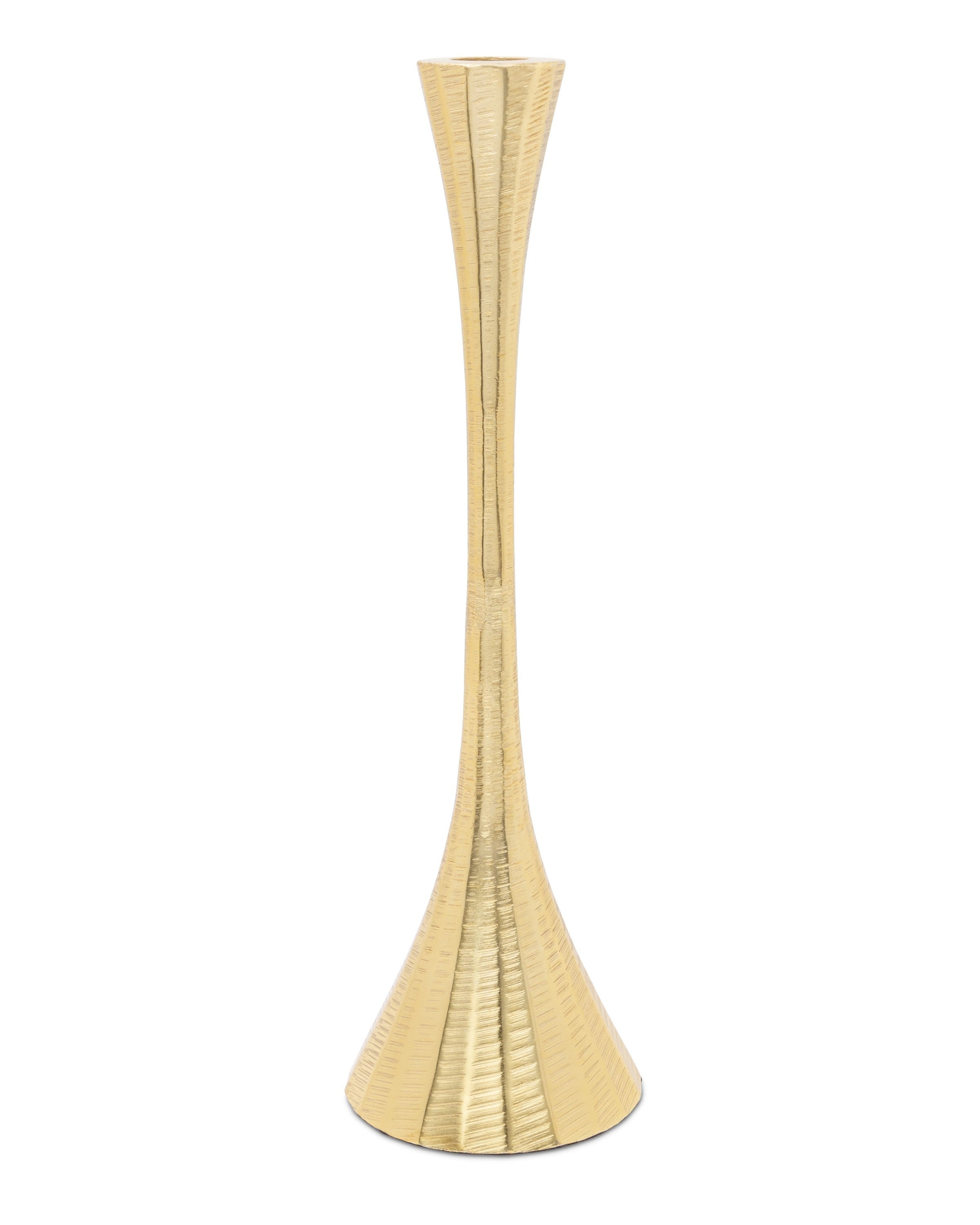 Set of 2 Gold Geometric Candlestick - 12"H