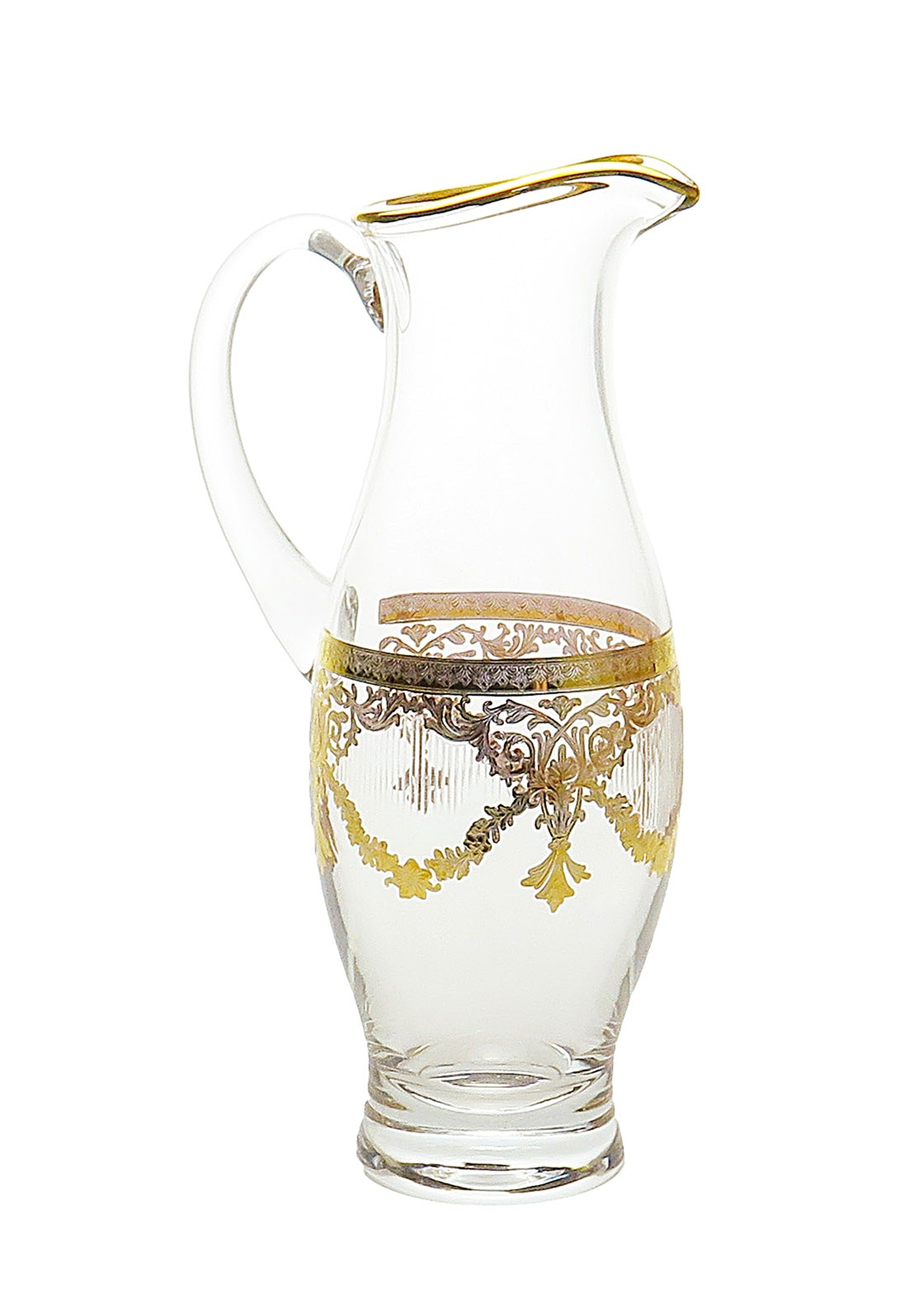 Water Pitcher with 24K Gold Design-12"H x 4.25"W