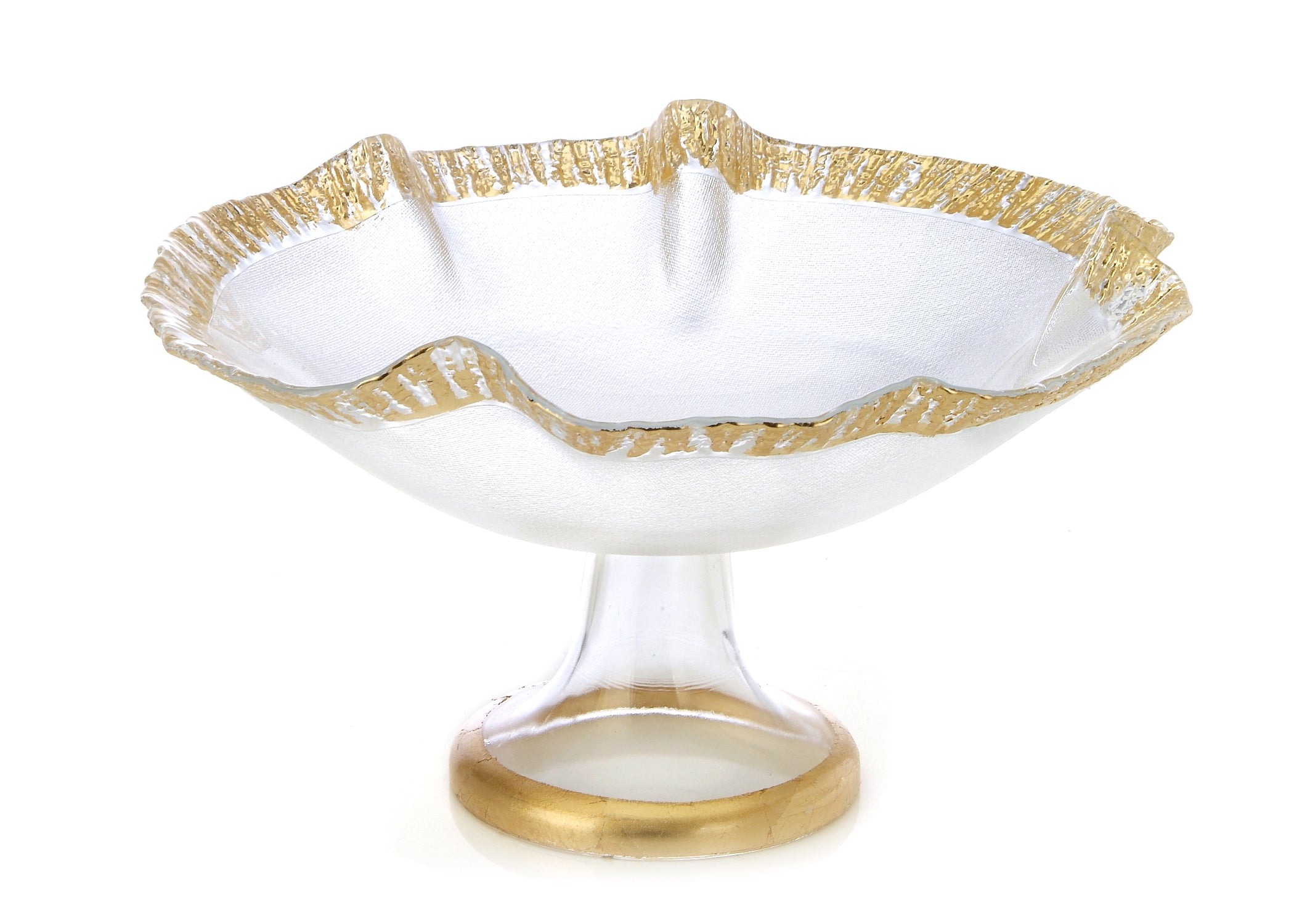 Scalloped Footed Bowl with Gold Decoration 12"D x 6"H