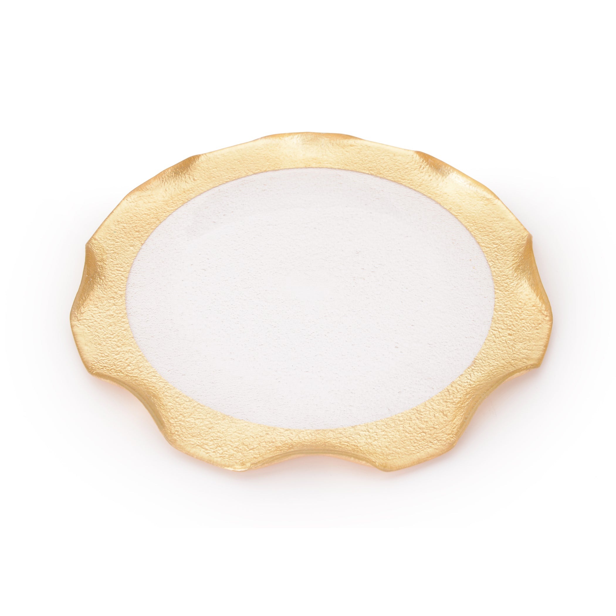 Set of 4 Plates w Gold - Wavy 9"D