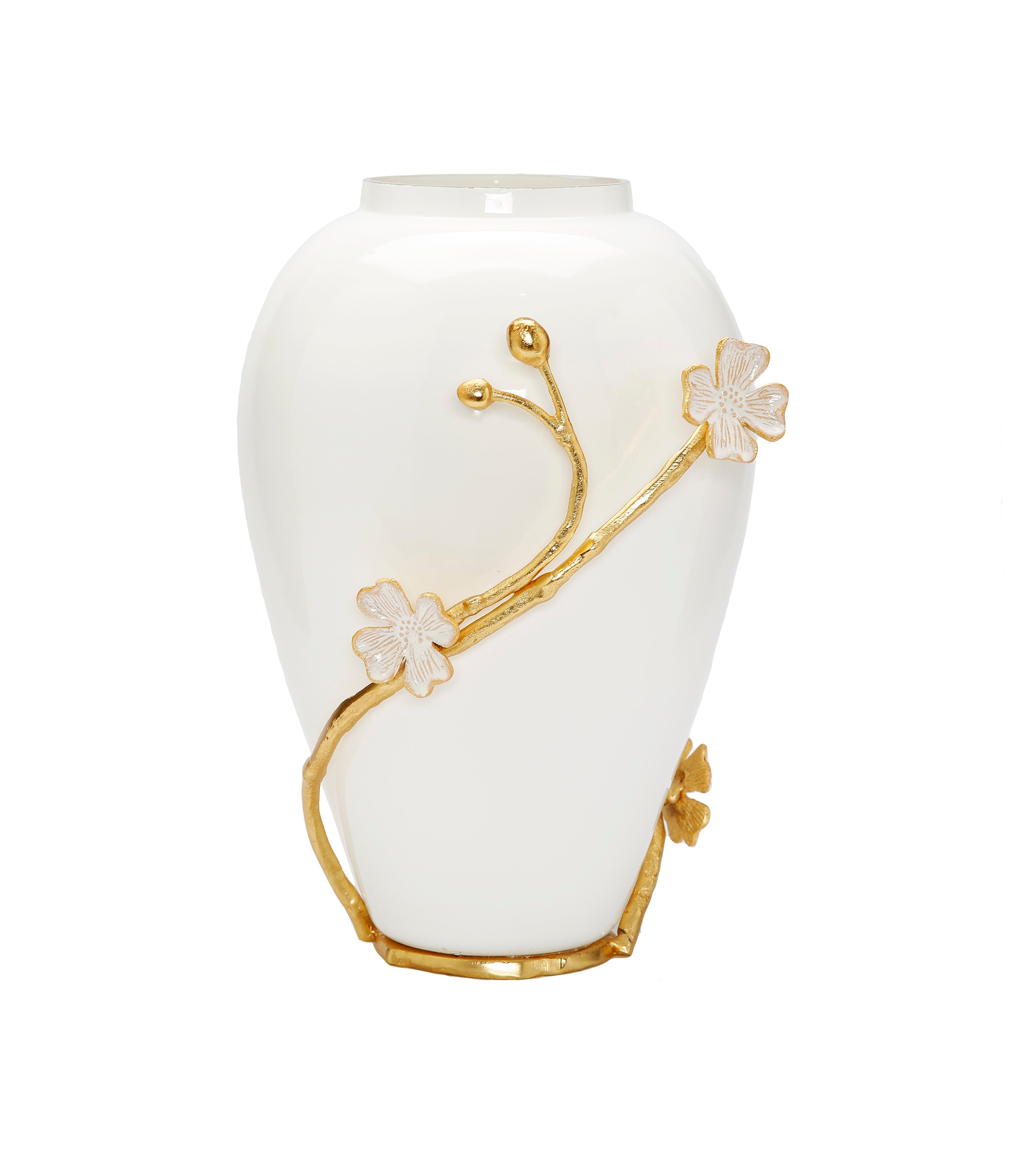 White Vase with Gold Flower Detail