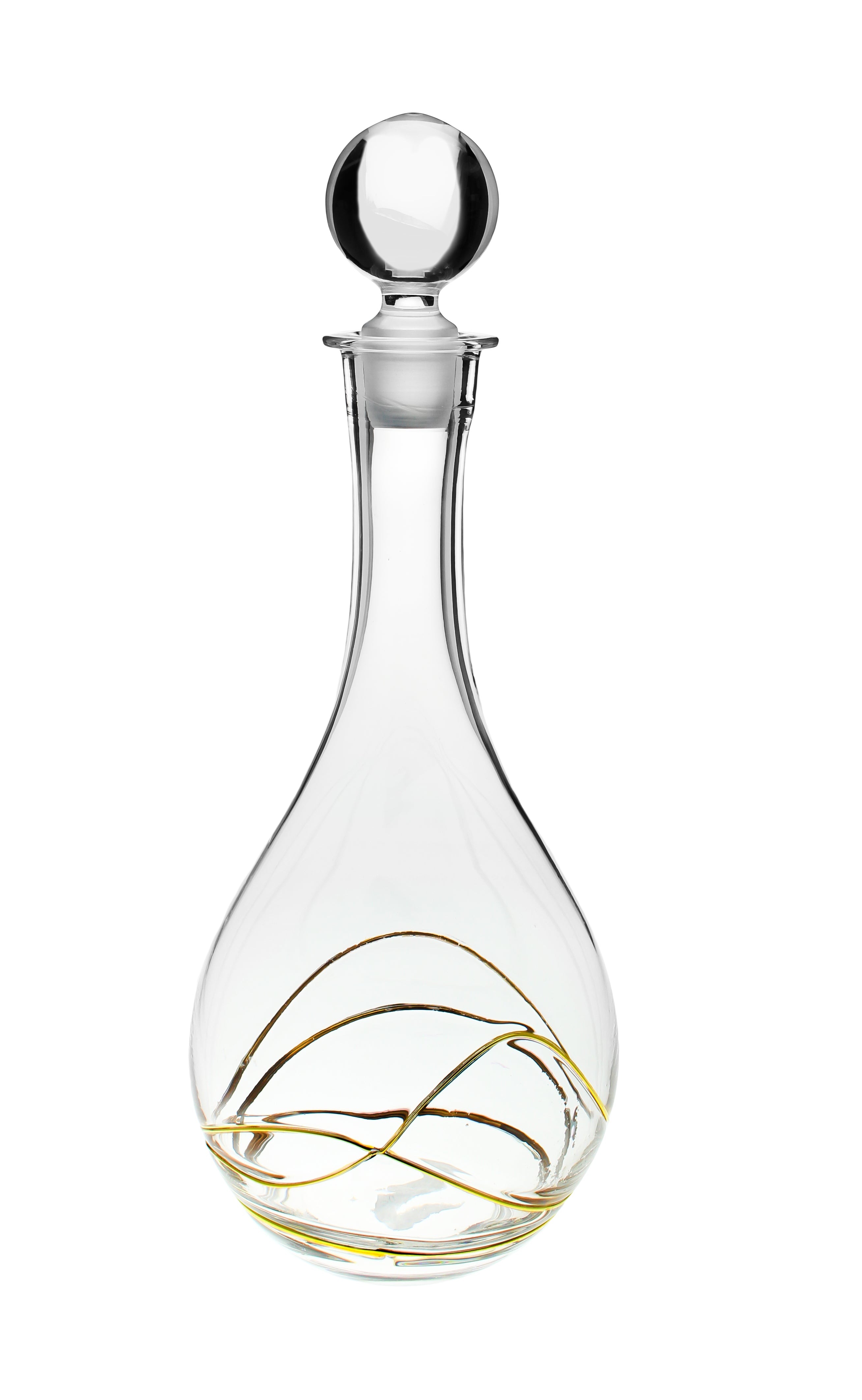 Glass Wine Decanter with Gold Swirl Design
