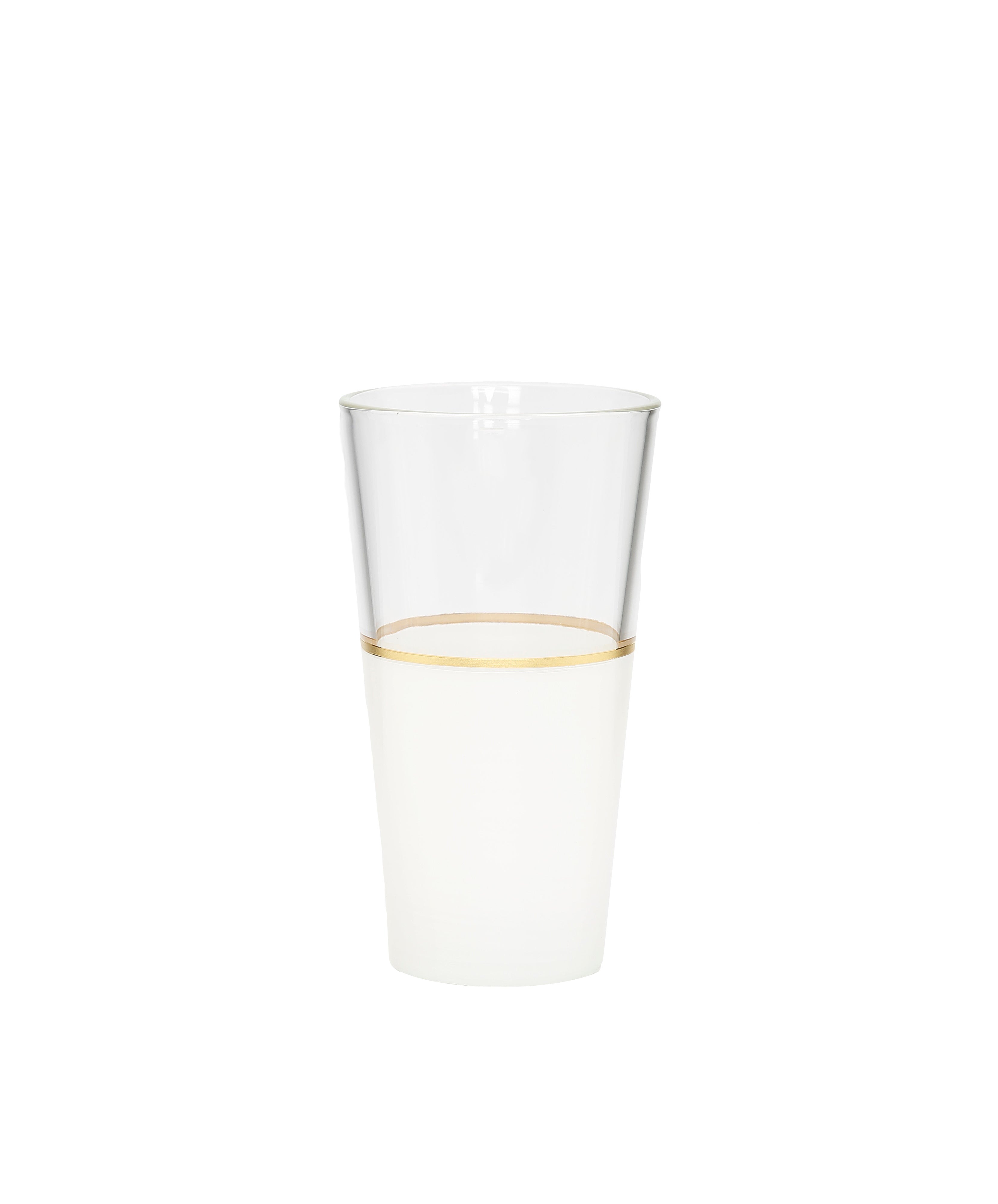 Set of 6 Tumblers White/Clear with Gold Trim