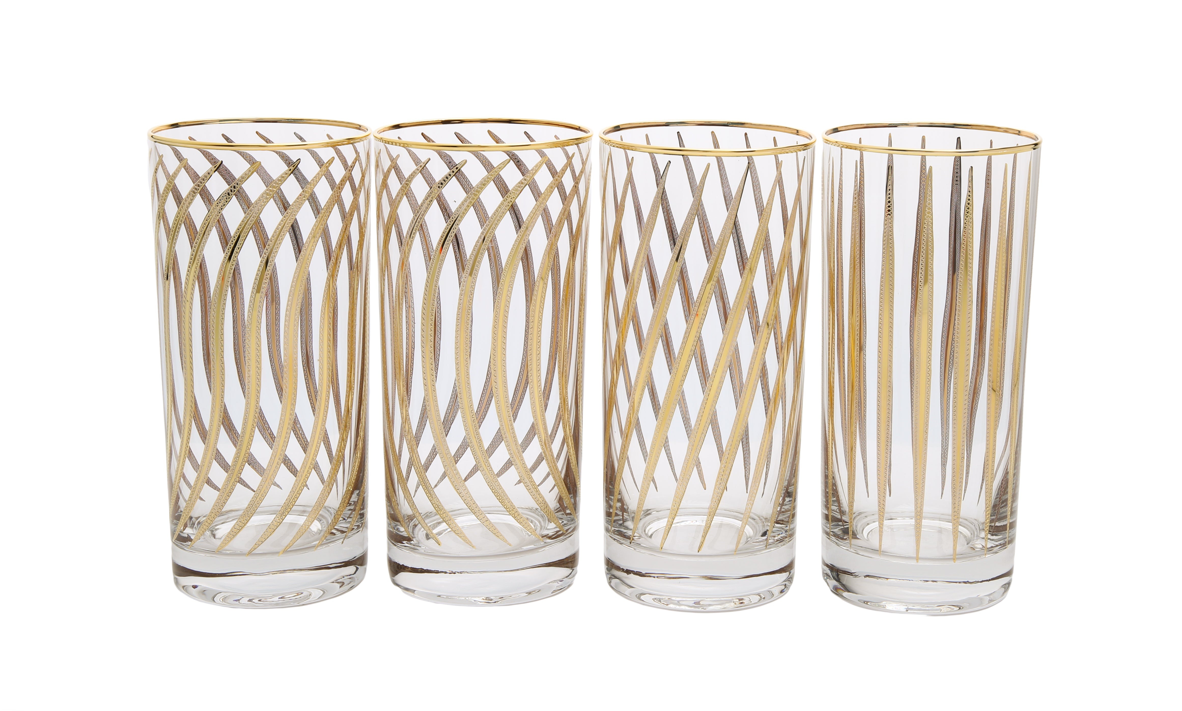 Set of 4 Mix and Match Water Tumblers with 24k Gold Design