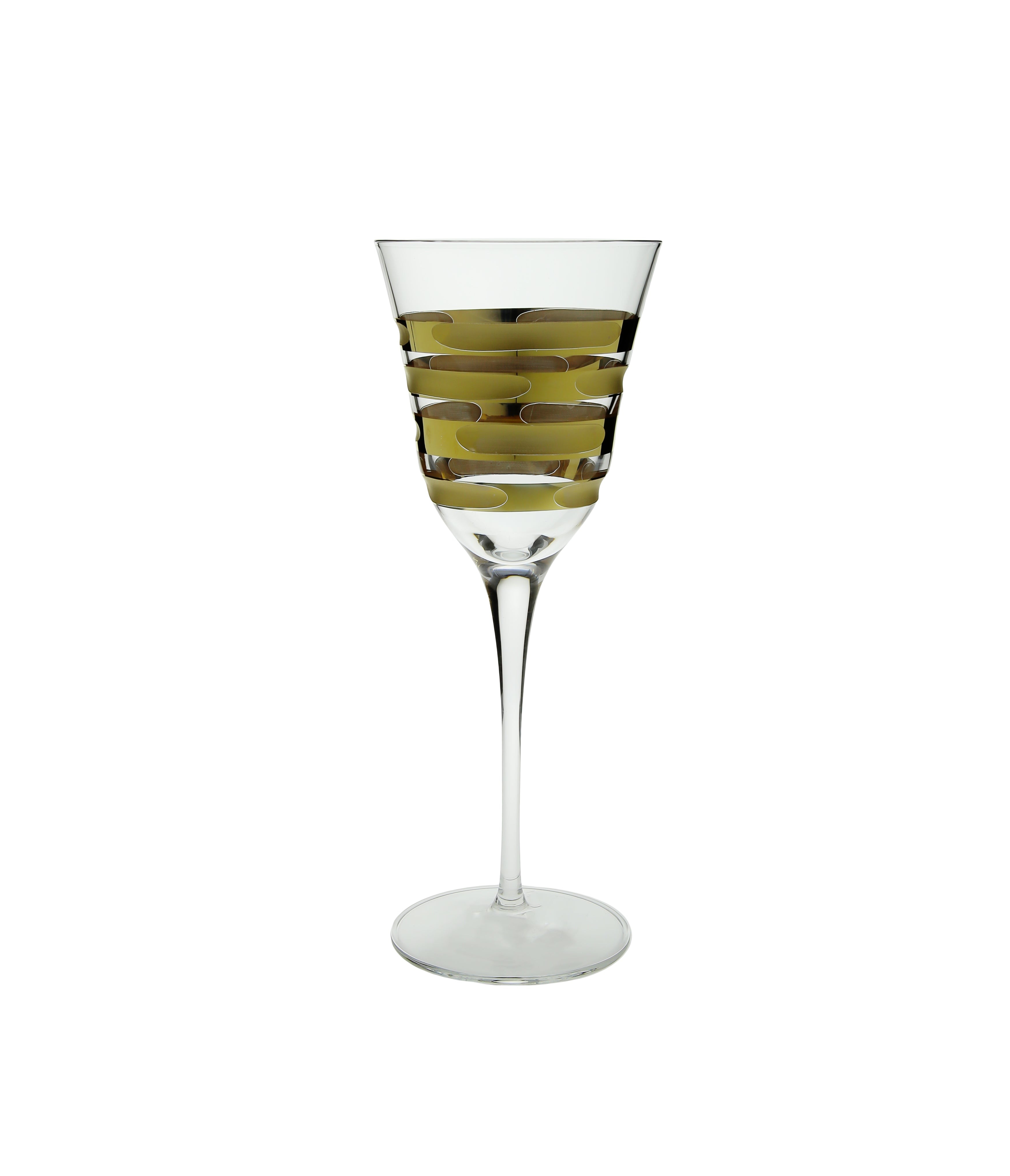 Set of 6 Water Glasses with 14K Brick Gold Design